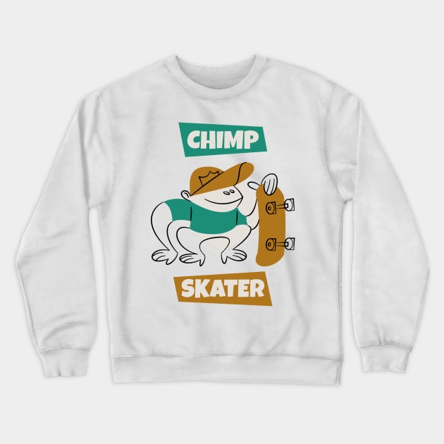 Chimp Skater Crewneck Sweatshirt by TheArtNerd